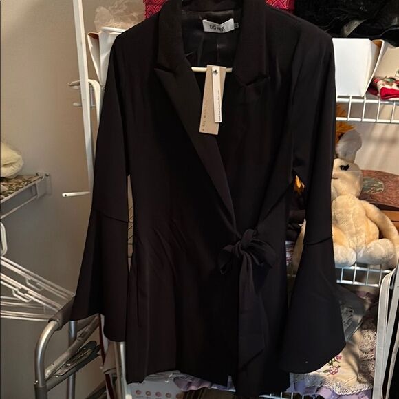 Do & Be Black Blazer Wrap-Style Suit Jacket - Picture 1 of 4